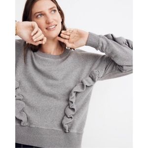 Madewell | Mile(s) Gray Ruffle Oversize Sweater